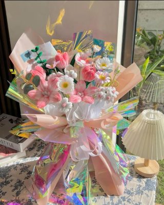 bó hoa kẽm nhung tốt nghiệp handmade
