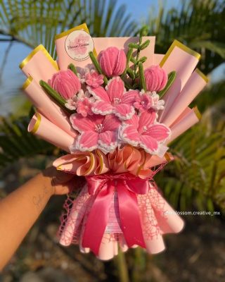hoa ruy băng handmade hồng xinh 