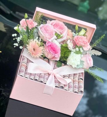 hộp hoa bằng tiền 